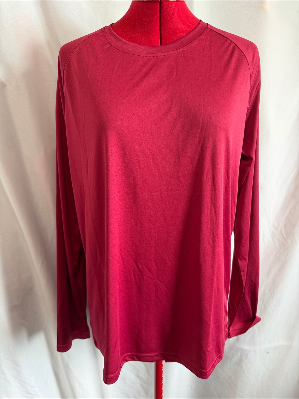Long-Sleeve Crewneck Tee in Raspberry for Women